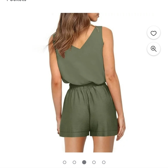Olive Green Two-piece Set Highwaister Shorts and Top XL - Picture 2 of 8